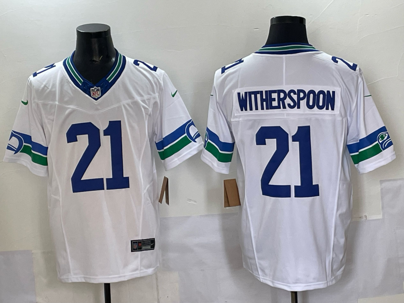 Men Seattle Seahawks 21 Witherspoon white 2025 Nike NFL jersey 02